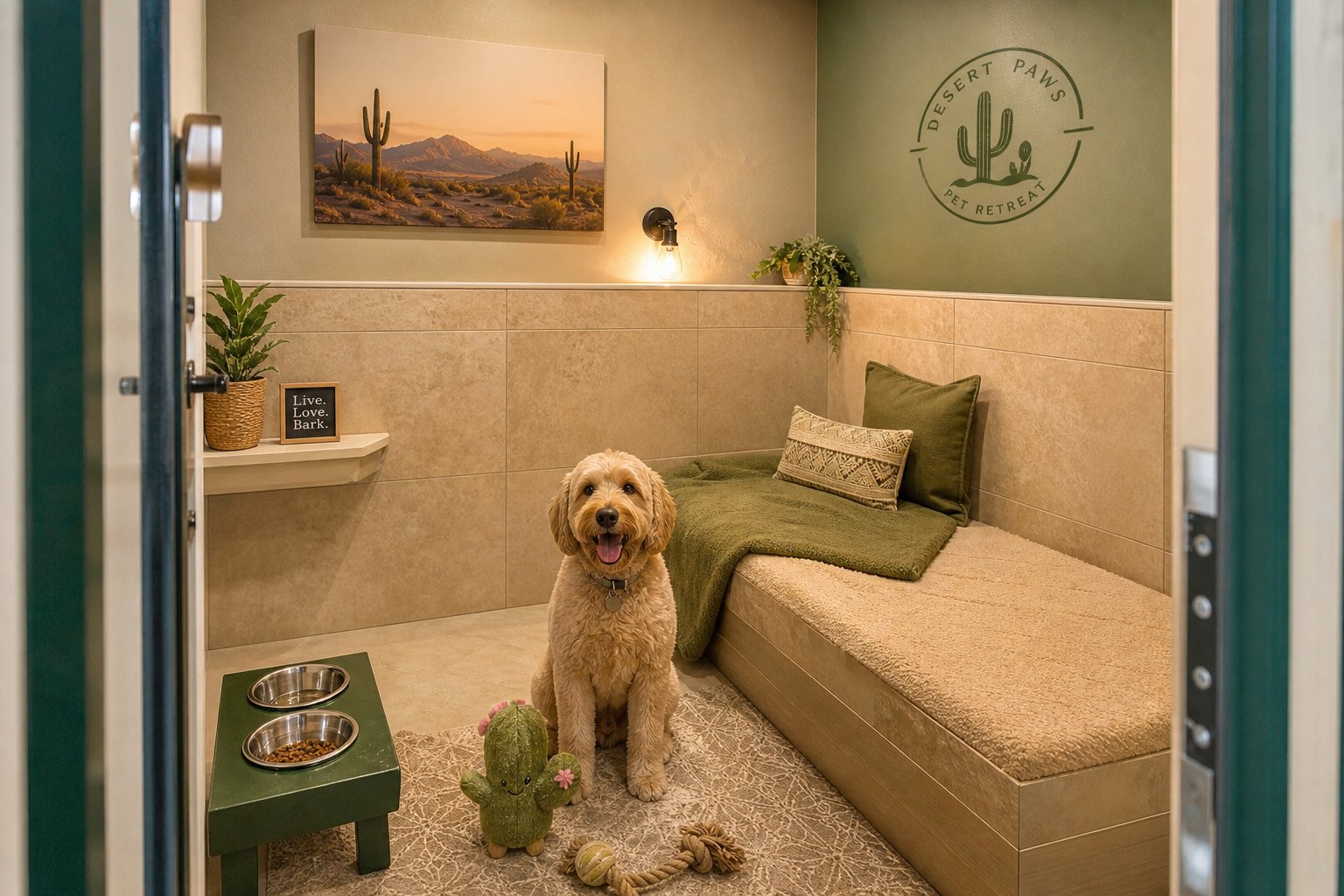 Comfortable standard boarding suite for dogs