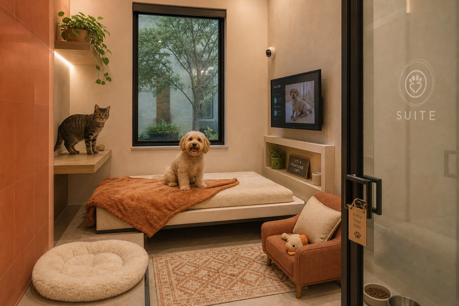 Premium luxury pet boarding suite